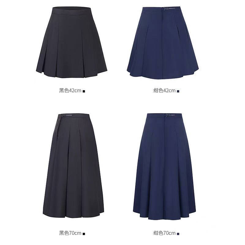 日系纯色jk百褶裙高腰a字