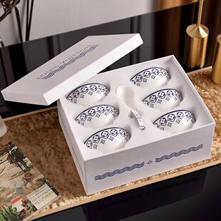 简k-0062k约时碗尚骨碗瓷饭高档酒店汤燕窝汤羹乔碗配勺子结婚迁