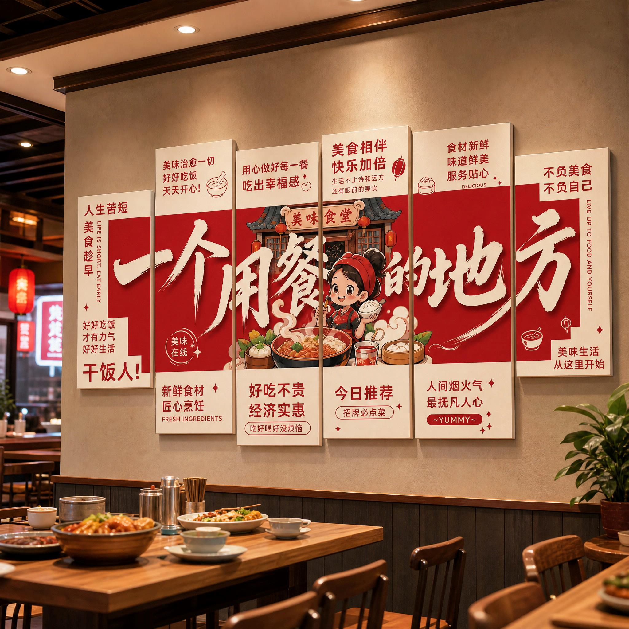 网红餐饮餐厅拍照区布置文化墙创意背景墙面装饰聚餐宴会墙贴挂画