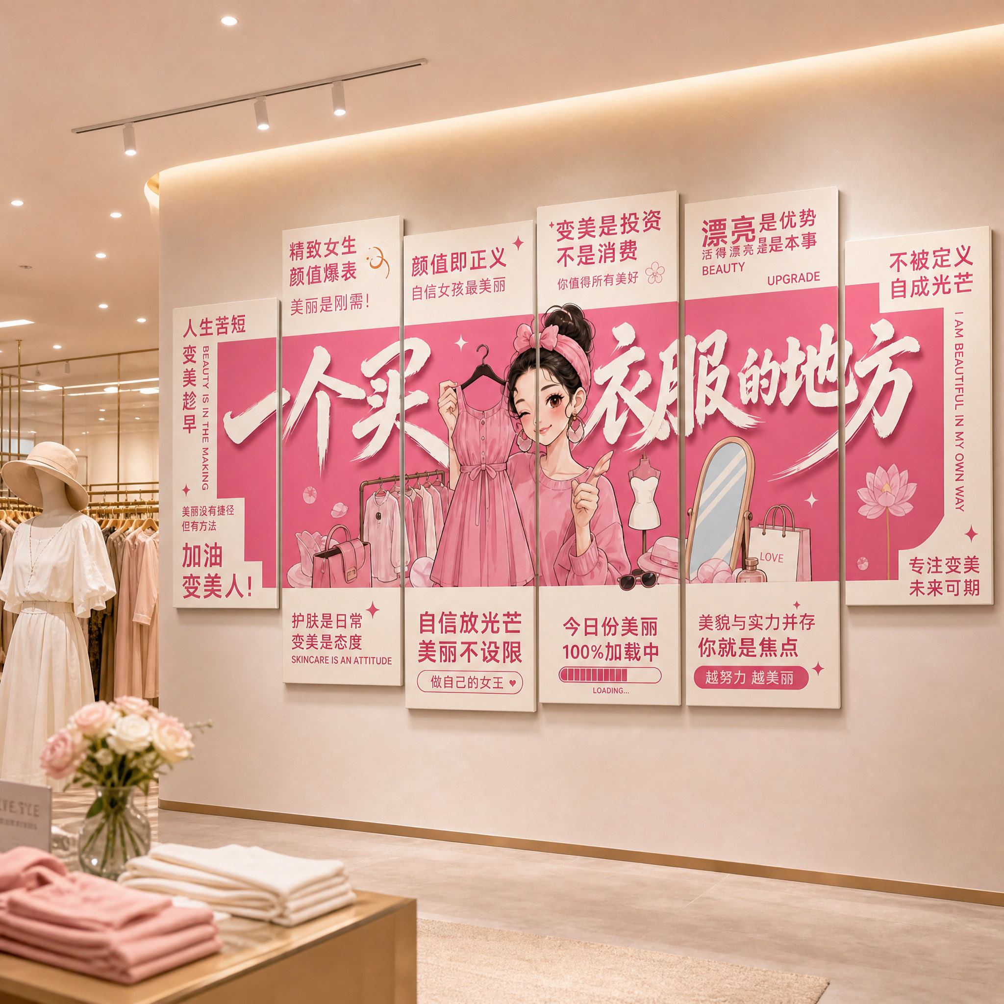 网红女装服装店服饰零售布置背景墙贴贴画装饰画海报壁画贴纸挂画