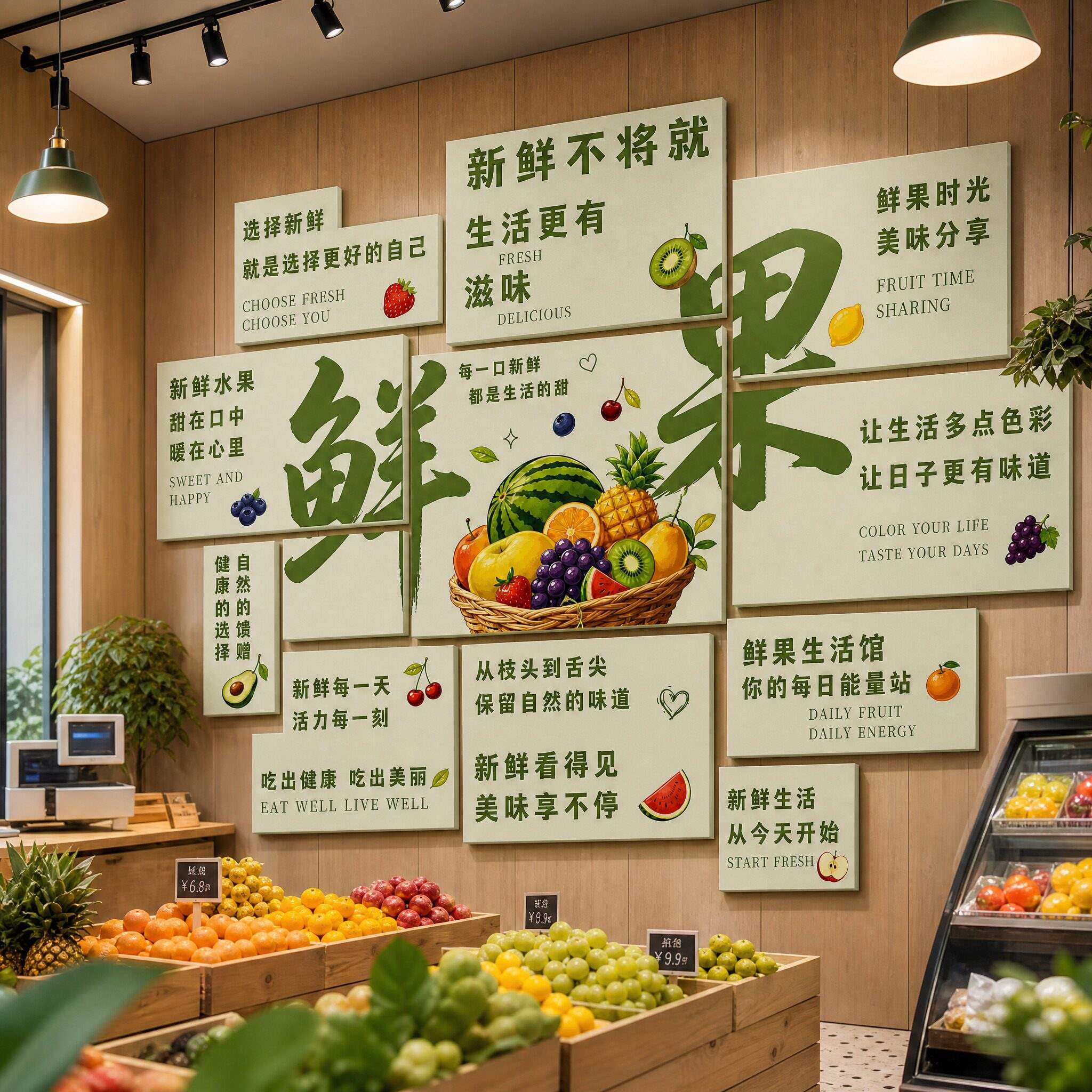 水果店装饰墙面鲜果果铺果切氛围布置创意背景墙贴网红打卡海报