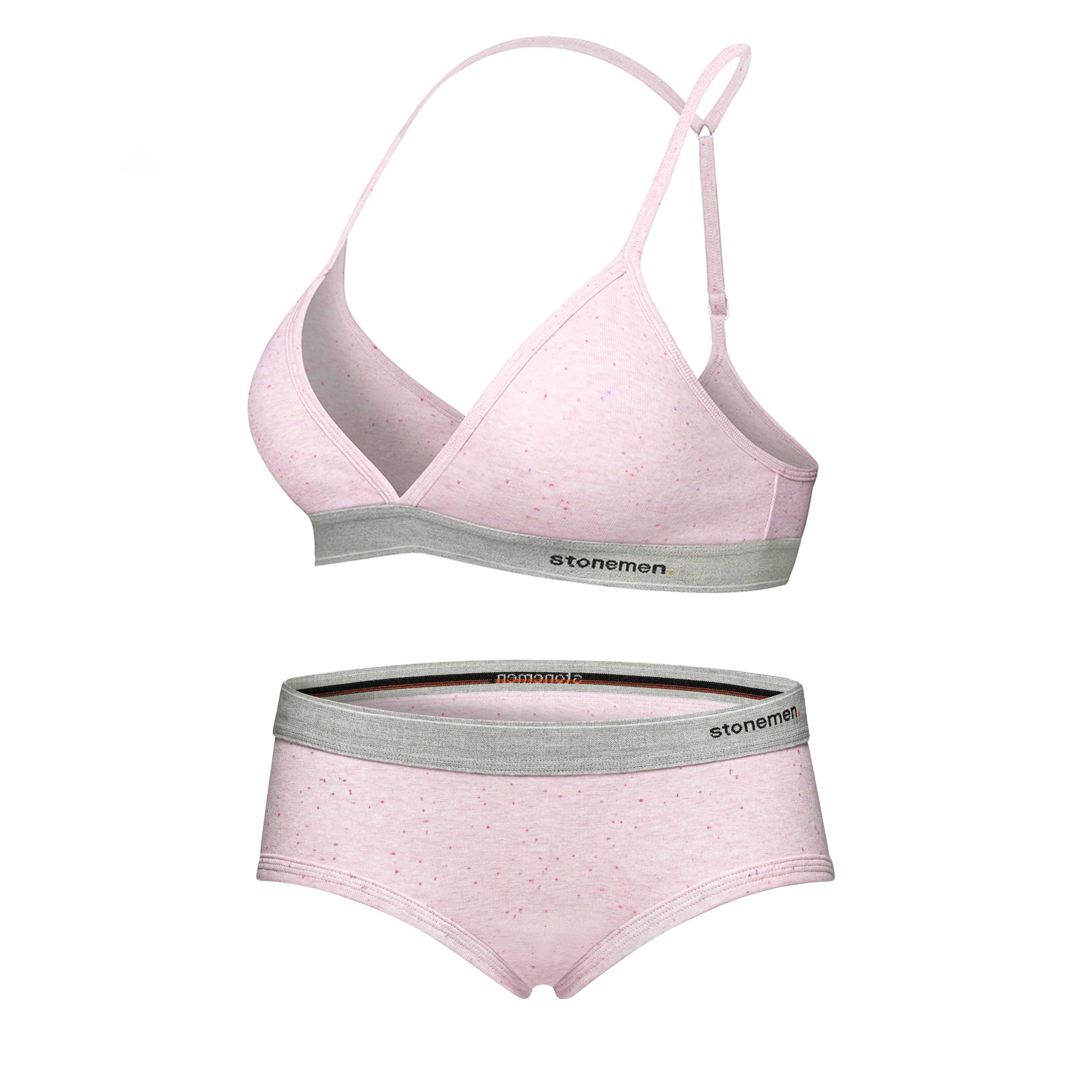 stonen潮牌薄款法式三角杯文胸纯棉无钢圈美背内衣女固定杯彩点