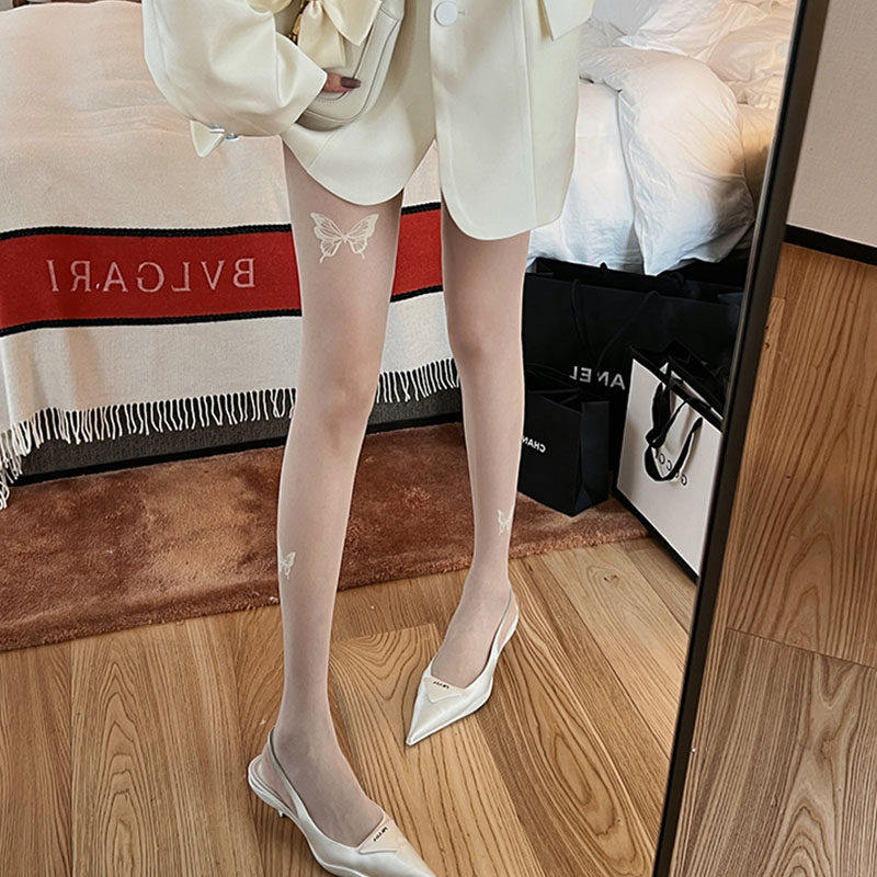 不规则蝴蝶结黑色丝袜女冬性感光腿美腿袜双层加绒加档加厚连裤袜