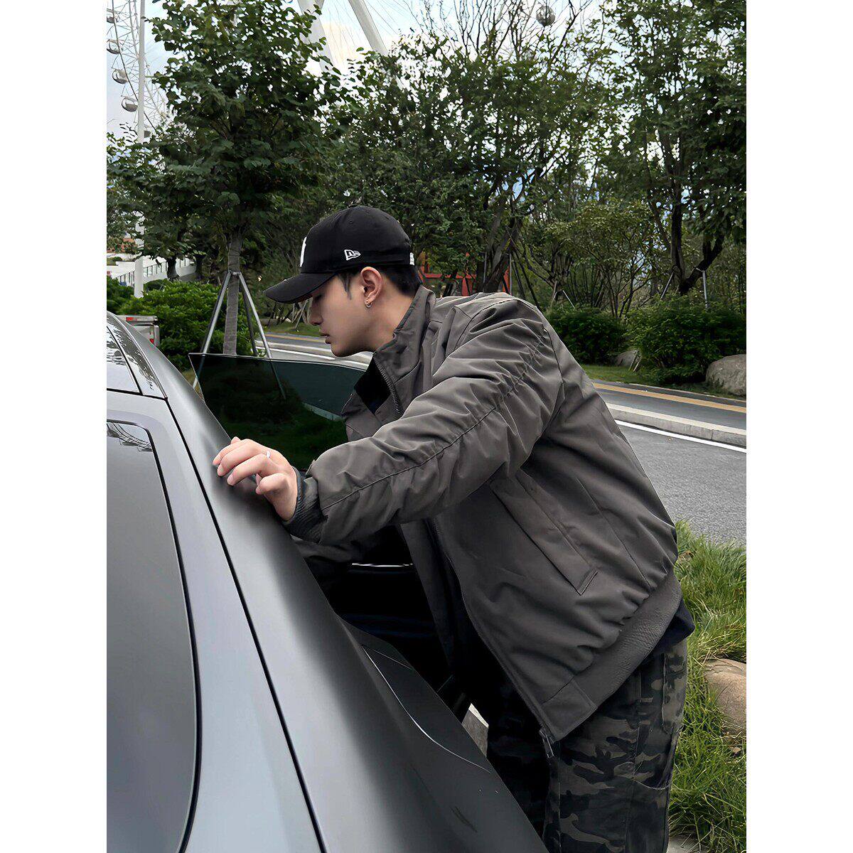 美式三防教练飞行夹克棉服外套男冬立领短款户外机能风加厚棉衣潮