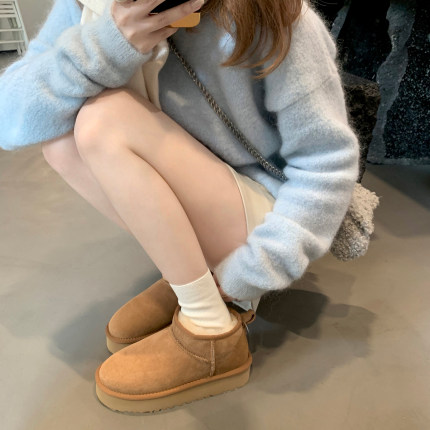 葡萄妈studiolee 2025年新款圆头加厚底棉鞋短筒加绒雪地靴女秋冬