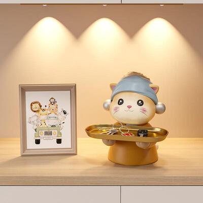 乔SHDB2297玄关钥匙收纳摆件家居饰品创意迁居礼新物艺术猫托装盘