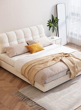 现代简约科技布靠双人卧室大床奶网红云朵榻榻米VGK北艺欧软油风