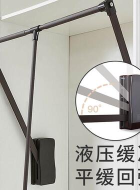 下拉式伸缩款挂衣架高衣柜升位降衣衣架双缓冲静音挂杆SC370厚挂