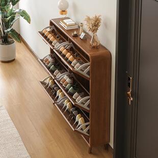 超薄型翻斗鞋柜家门口入户玄用关柜木收纳省空UAK间实小户简易鞋