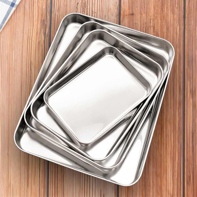 餐厅长方形托盘不锈钢肠粉蒸盘平底盘子凉菜盘蒸糕阿胶盘快餐菜盘