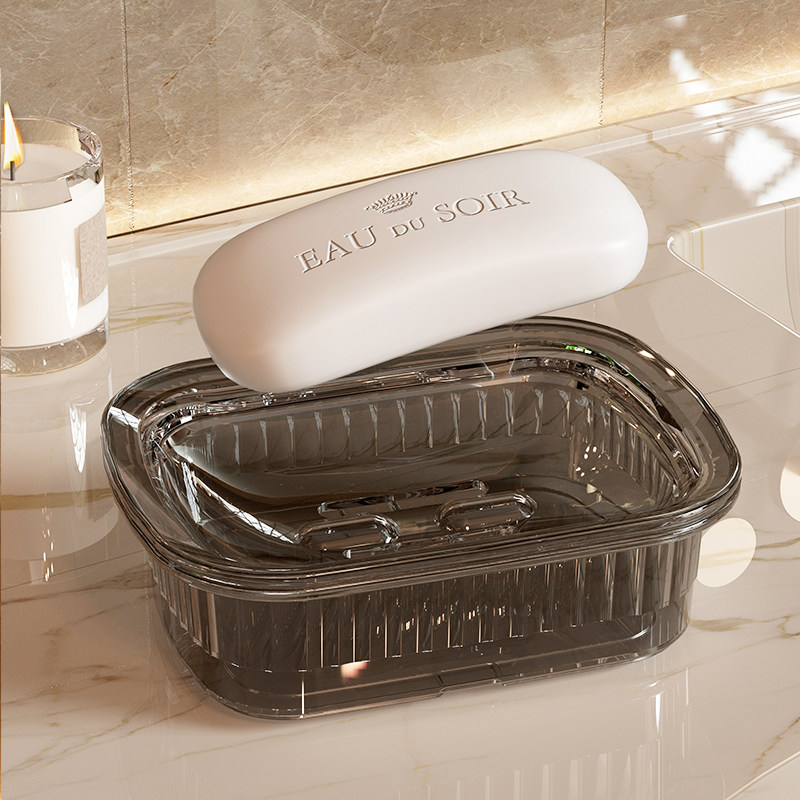 轻奢沥水肥皂盒家用厕所创意带盖大号皂架塑料简约欧式双层香皂盒