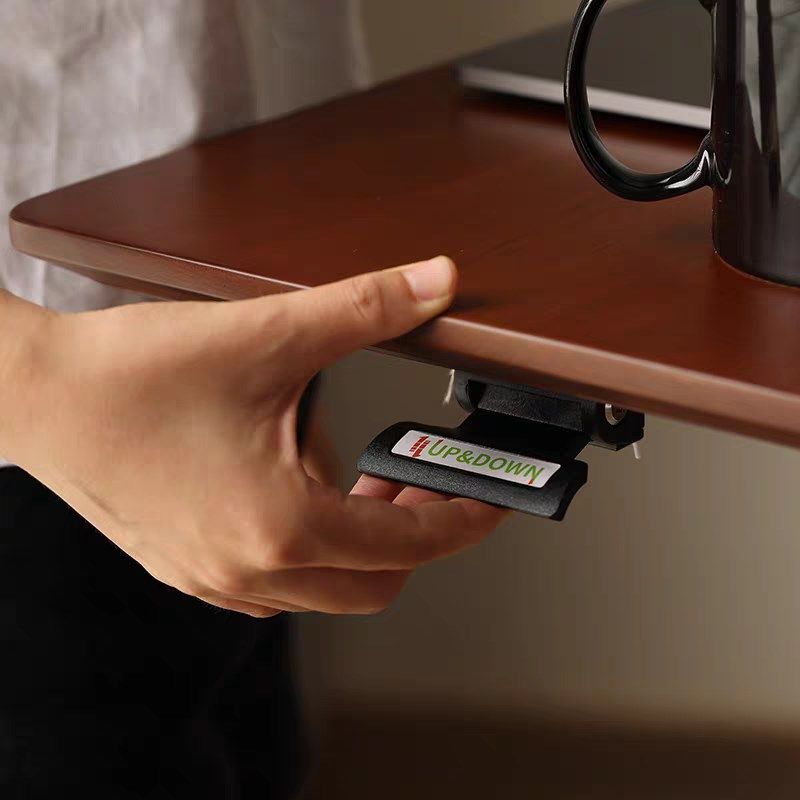 气动升降桌实木电脑桌卧室家用写字台办公桌小型笔记本移动书桌