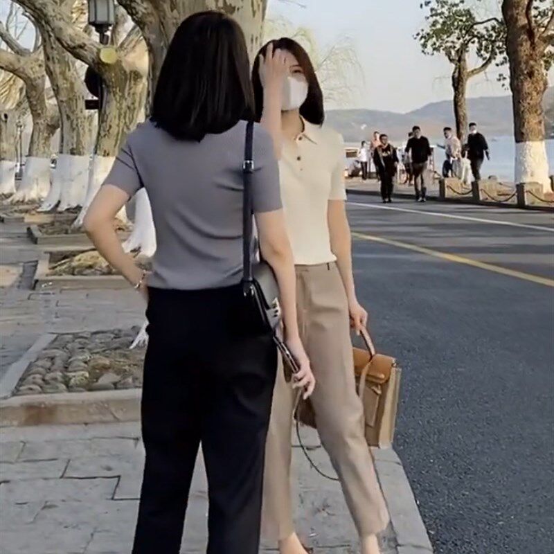 新款宽松高腰显瘦直筒裤烟管裤女款2023年OL风百搭休闲九分裤西裤
