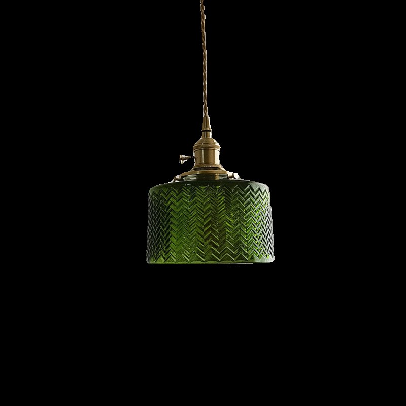 日式风格复古黄铜条纹玻璃吊灯卧室床头餐厅吧台玄关过道飘窗灯具