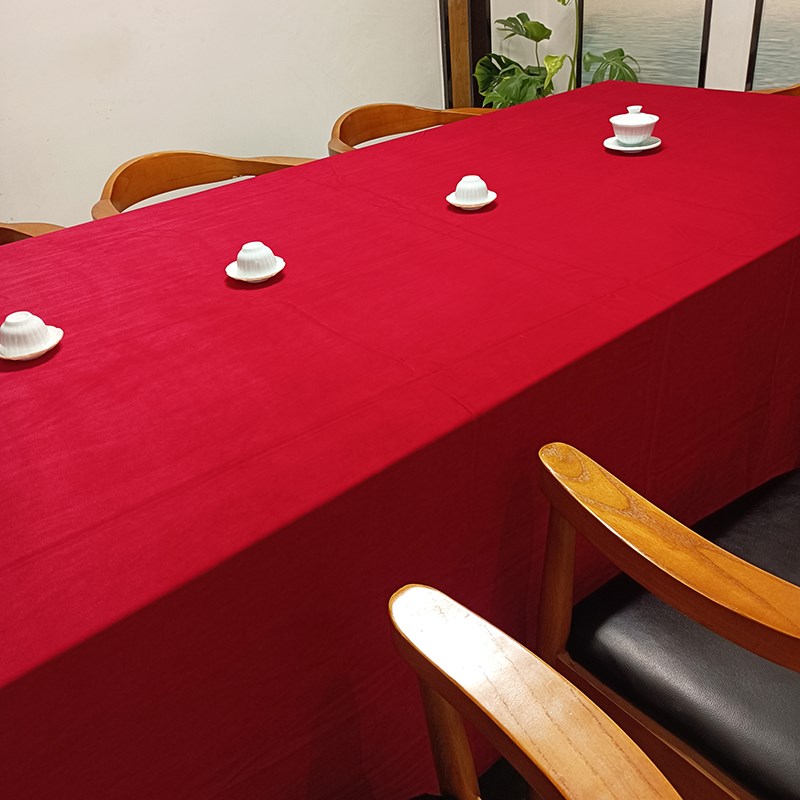 高级感面料!红色桌布长方形结婚订单茶几桌布绒布圆桌布可定做图片