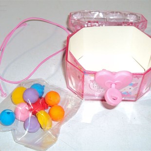 可爱文具礼物 带锁橡皮擦首饰盒小宝盒宝箱 新奇串珠创意学生收纳