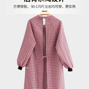 长袖围裙罩衣女冬短款厨房家用棉布工作服反穿秋冬纯棉2024新款大