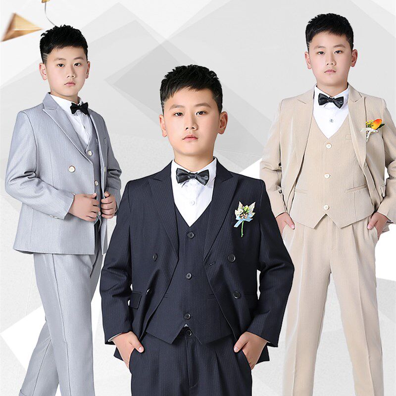 儿童西装套装大童钢琴表演礼服胖童主持人演出服加宽加大男孩西服