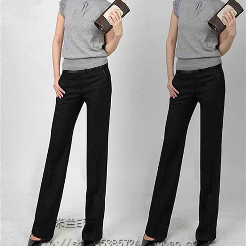 夏款薄料西装裤女正装裤显瘦修身小直筒裤OL长裤职业工装裤子大码
