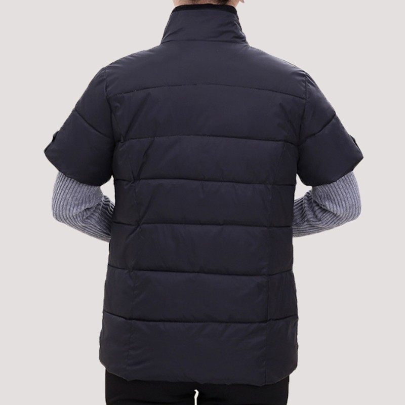 爸爸装冬季护肩马夹保暖加厚居家棉背心中老年男女通用短袖棉马甲