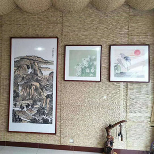 芦苇帘子白线卷帘草帘装饰遮阳隔断户外阳台落地门帘草编苇帘定制