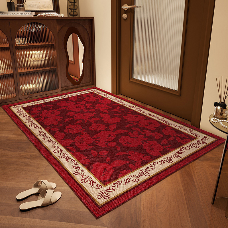 红色入户门地垫高级感喜庆家用进门门口脚垫防滑耐脏玄关新年地毯