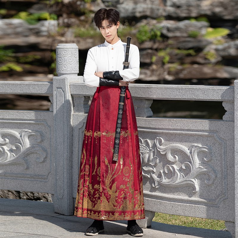 春夏中国风道袍明制日常2024龙年汉服男织金马面裙新中式立领套装