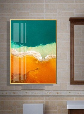 轻奢卫生间蓝色海洋防水免钉装饰画宾馆酒店浴室洗手间免打孔挂画