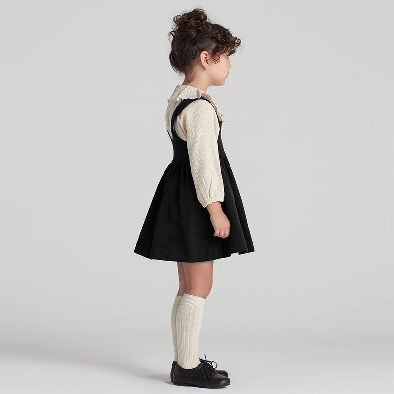 女童春季灯芯绒背带裙2025宝宝周岁生日洋气背心裙酒红色连衣裙