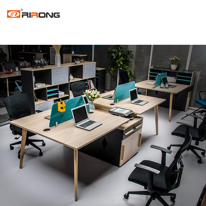 日荣办公家具职员办公桌简约工业风屏风卡位4人位组合员工桌JO