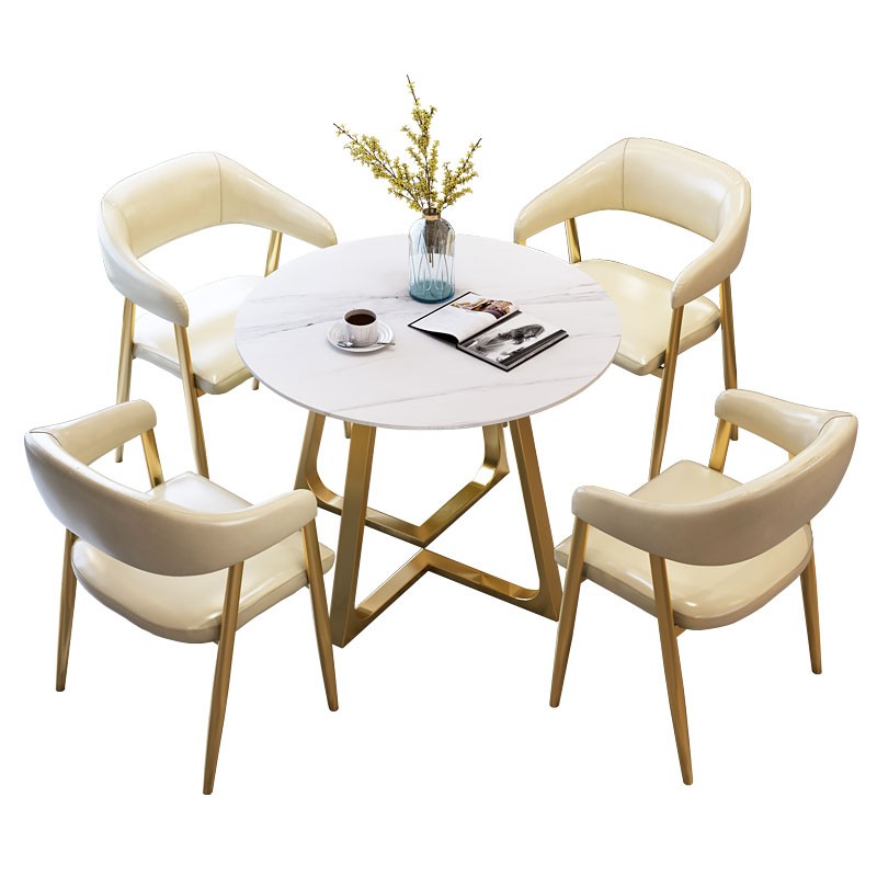 岩板洽谈桌椅会客简约办公室桌椅组合小户型休闲咖啡厅奶茶店餐桌