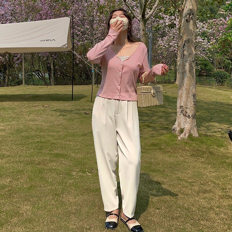 裤子大码女胖mm显瘦显高老爹裤窄版直筒裤女垂感小个子西装裤