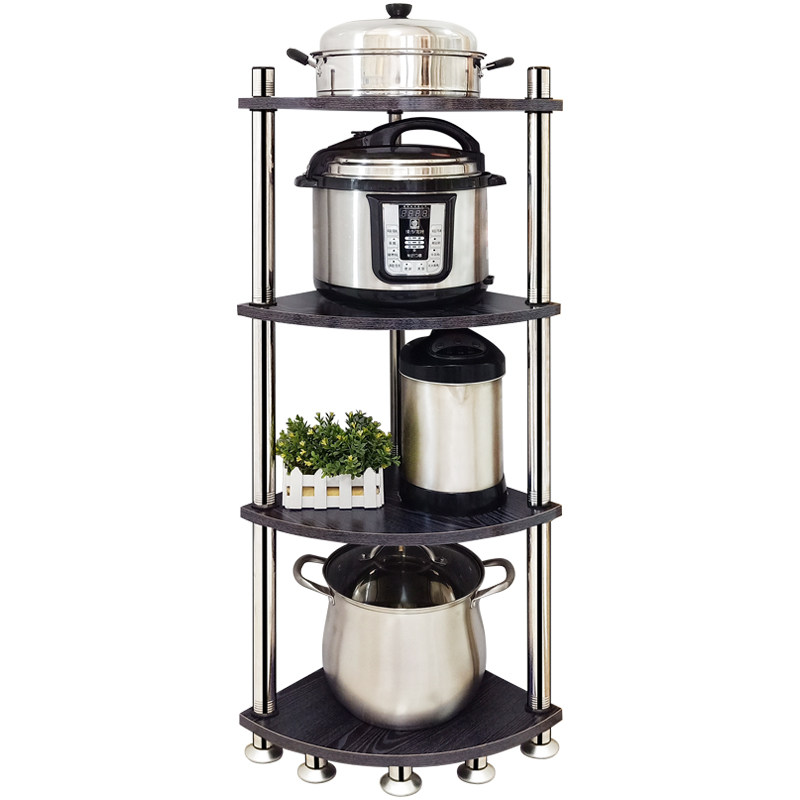 加厚不锈钢放锅架子厨房置物架扇形角落收纳架落地三角架厨具用品