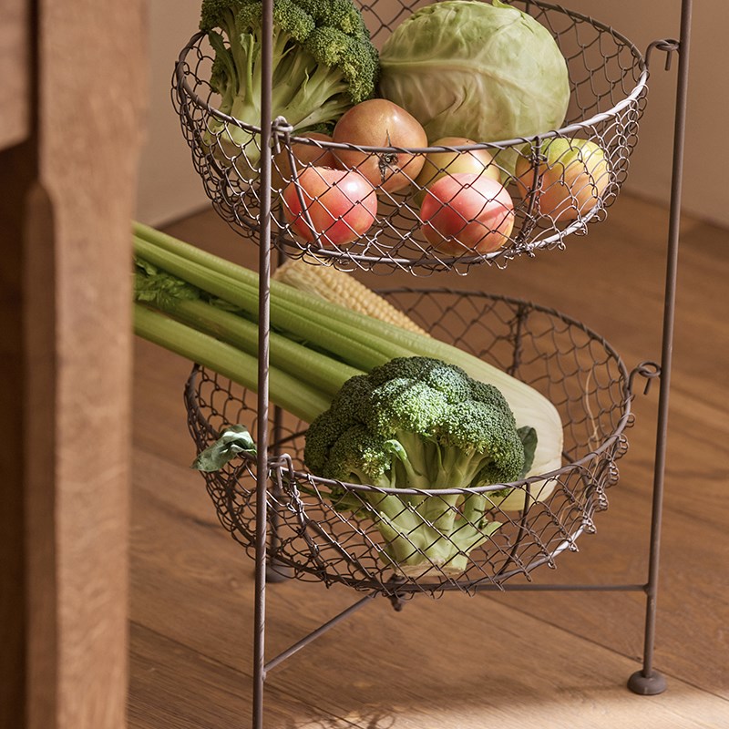 铁艺厨房菜篮子置物架家用蔬菜水果收纳篮多层落地展示架储物架