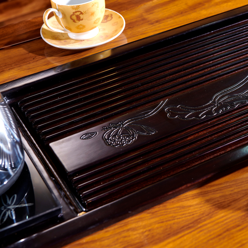 实木欧式茶桌奢华功夫茶乌金木茶台带电磁炉原木色家用茶室桌子