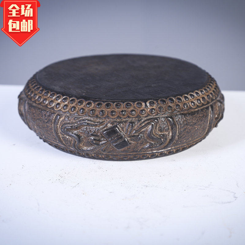 山西青石雕刻琴棋书画石鼓承壶茶席案头摆件中式复古民俗浮雕包邮