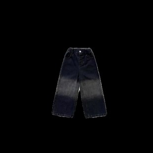 女童黑色牛仔裤直筒五岁裤子2023年新款加绒儿童衣服女孩裤子薄绒