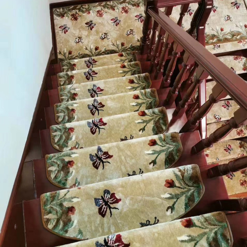 新中式别墅家用实木楼梯地毯踏步垫子免胶自粘防滑竹纤维高端地垫