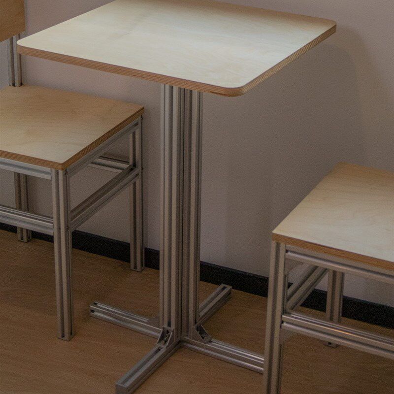 铝挤型材料桌椅桦木海洋板咖啡桌铝合金海洋板桌子桦木桌海洋桦木