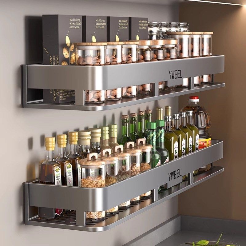 厨房置物架免打孔墙上壁挂调味品多功能调料架挂墙家用大全收纳架