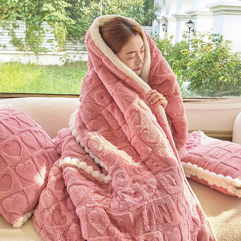 车内午睡枕头毯子二合一2023新款加厚珊瑚绒办公室抱枕被二合一