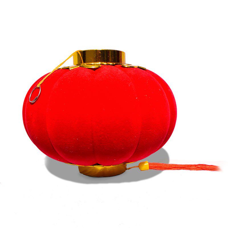 圣诞节灯笼 元旦新年小灯笼挂饰场景布置连串盆景装饰植绒红灯笼