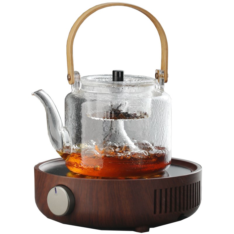宜龙高级电陶炉新款煮茶器套装茶炉耐热加厚玻璃蒸煮两用茶壶家用