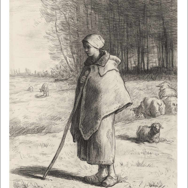 西方绘画大师原作高清欣赏临本米勒人物素描速写临摹素材线稿油画