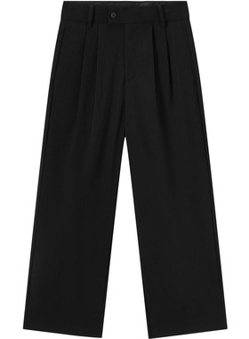 RS流石男装宽松时尚休闲长裤2024新款春秋季男士微阔黑色直筒裤子