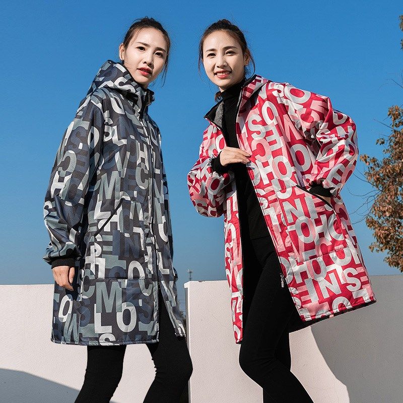 冬季加厚长绒户外家用防水长袖围裙外套上班干活罩衣工作服正穿