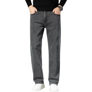 广州新塘高端牛仔裤男款宽松直筒2023新款秋冬弹力高腰休闲长裤子