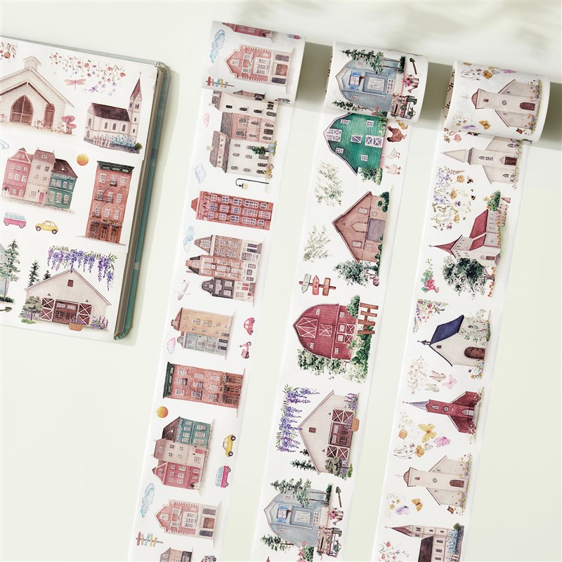 WT手帐胶带 一间雅舍 和纸胶带 自带模切 小房子小屋 童话风 DIY