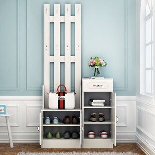 鞋柜衣帽架一体入户门鞋柜进门挂衣架落地客厅家用入户鞋帽一体柜