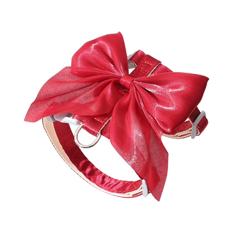 猫咪牵引绳亮丝大蝴蝶结防挣脱遛猫绳子可调节胸背带外出专用猫链